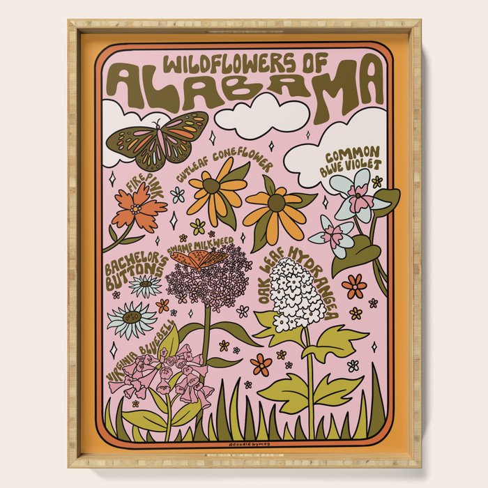 Alabama Wildflowers Serving Tray Gallery Image 1
