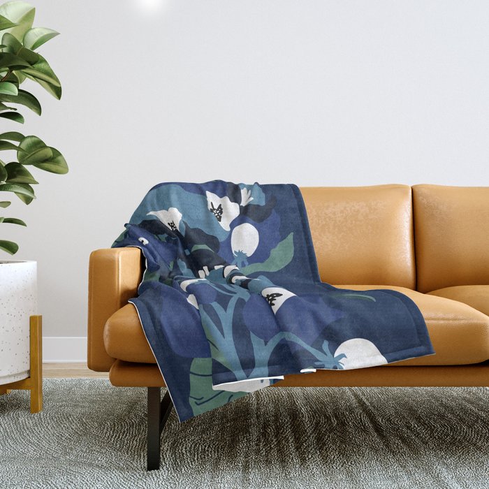 outside in my garden by night Throw Blanket Gallery Image 1