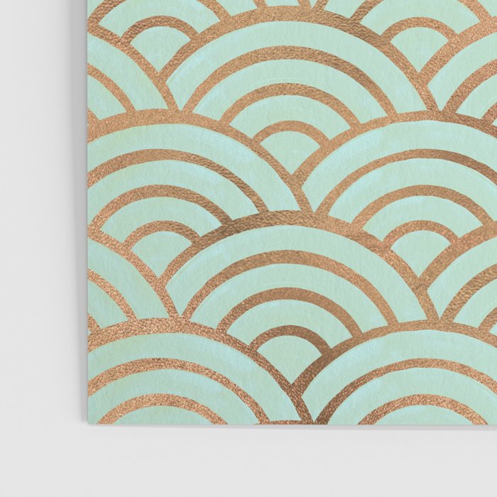 Japanese Seigaiha Wave - Mint & Copper Palette Poster Gallery Image 3