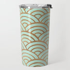 Japanese Seigaiha Wave - Mint & Copper Palette Travel Mug Gallery Image 2