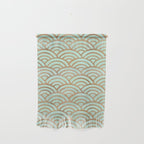 Japanese Seigaiha Wave - Mint & Copper Palette Wall Hanging Gallery Image 1
