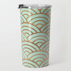 Japanese Seigaiha Wave - Mint & Copper Palette Travel Mug Gallery Image 3