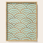 Japanese Seigaiha Wave - Mint & Copper Palette Serving Tray Gallery Image 1
