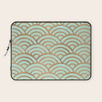 Japanese Seigaiha Wave - Mint & Copper Palette Laptop Sleeve Gallery Image 1