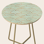 Japanese Seigaiha Wave - Mint & Copper Palette Side Table Gallery Image 2