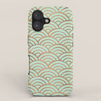 Japanese Seigaiha Wave - Mint & Copper Palette iPhone Case Gallery Image 1
