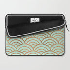 Japanese Seigaiha Wave - Mint & Copper Palette Laptop Sleeve Gallery Image 2