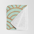 Japanese Seigaiha Wave - Mint & Copper Palette Throw Blanket Gallery Image 3