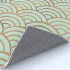 Japanese Seigaiha Wave - Mint & Copper Palette Rug Gallery Image 4