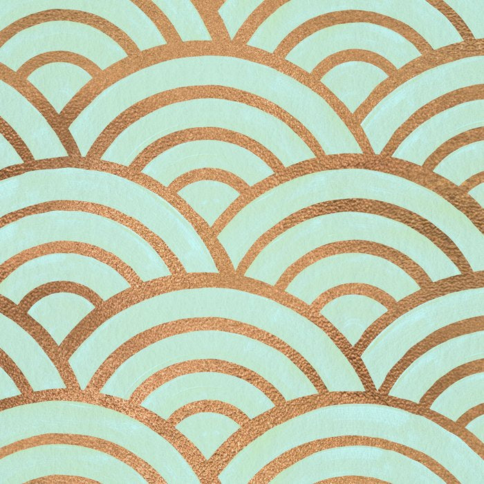Japanese Seigaiha Wave - Mint & Copper Palette Coffee Mug Gallery Image 2