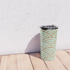 Japanese Seigaiha Wave - Mint & Copper Palette Travel Mug Gallery Image 4