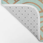 Japanese Seigaiha Wave - Mint & Copper Palette Bath Mat Gallery Image 2