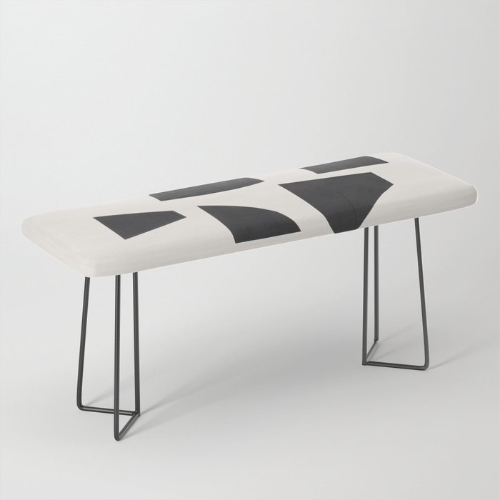 Bump & Kiss Minimalist Modern Mid Century Black Organic Shapes Pattern Paper Collage Bench Gallery Image 1