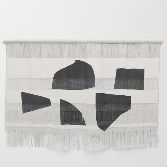 Bump & Kiss Minimalist Modern Mid Century Black Organic Shapes Pattern Paper Collage Wall Hanging Gallery Image 1