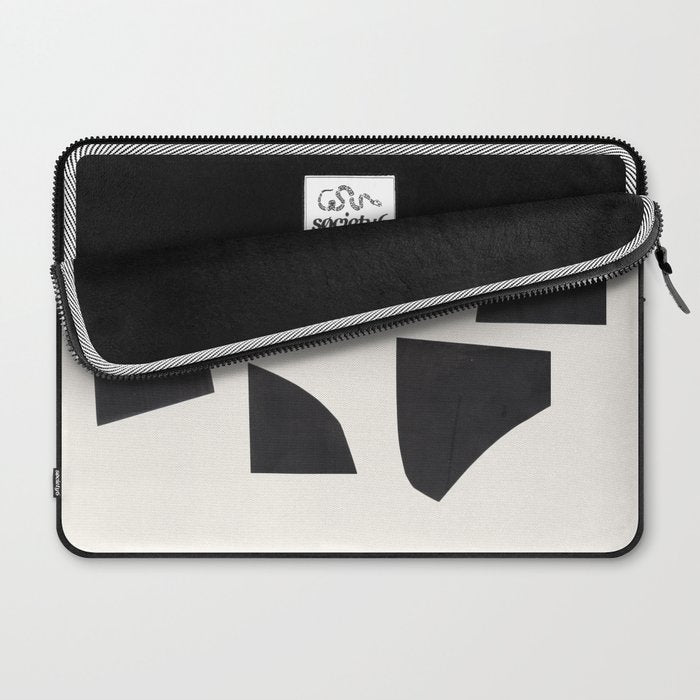 Bump & Kiss Minimalist Modern Mid Century Black Organic Shapes Pattern Paper Collage Laptop Sleeve Gallery Image 2