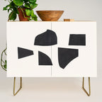 Bump & Kiss Minimalist Modern Mid Century Black Organic Shapes Pattern Paper Collage Credenza Gallery Image 1