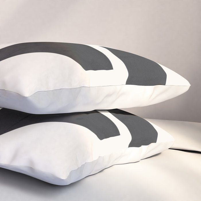 Bump & Kiss Minimalist Modern Mid Century Black Organic Shapes Pattern Paper Collage Pillow Sham Gallery Image 3