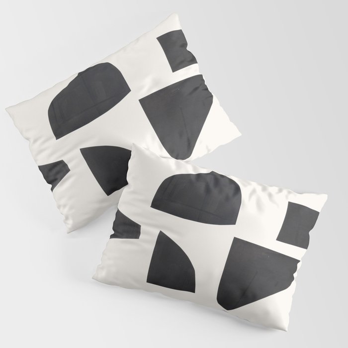 Bump & Kiss Minimalist Modern Mid Century Black Organic Shapes Pattern Paper Collage Pillow Sham Gallery Image 3
