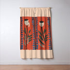 Terracotta Poppy Pod Folk Art Window Curtain Gallery Image 3