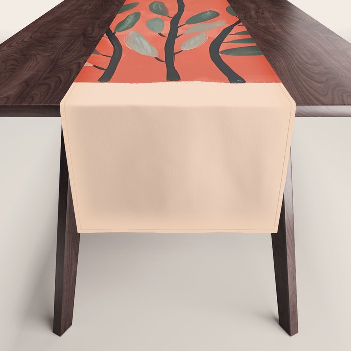 Terracotta Poppy Pod Folk Art Table Runner Gallery Image 1