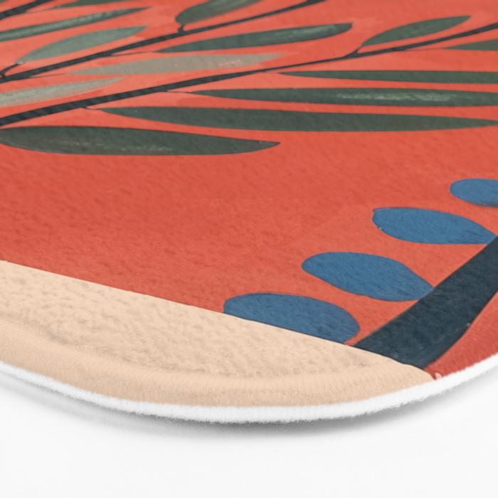 Terracotta Poppy Pod Folk Art Bath Mat Gallery Image 3