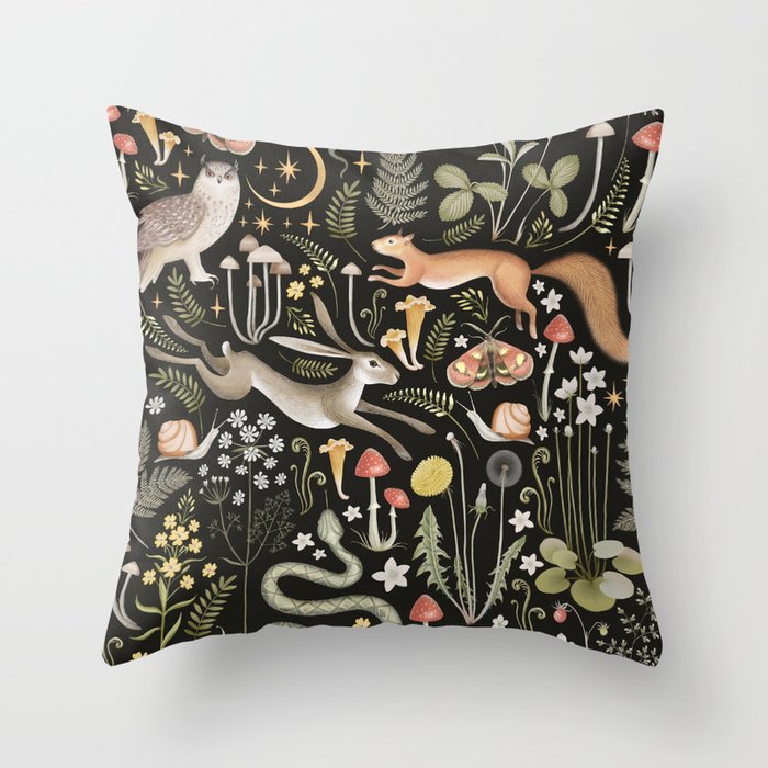 Enchanted Magical Midnight Forest II Throw Pillow Gallery Image 6