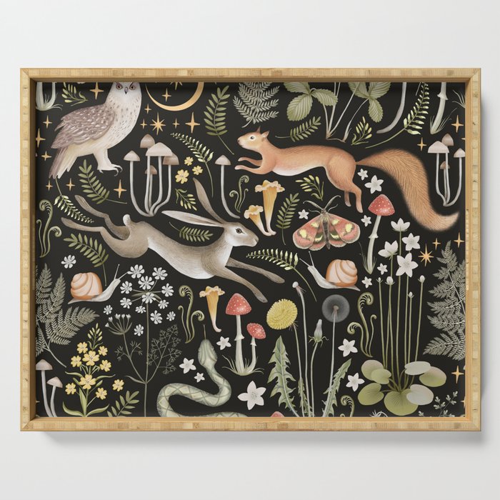 Enchanted Magical Midnight Forest II Serving Tray Gallery Image 1