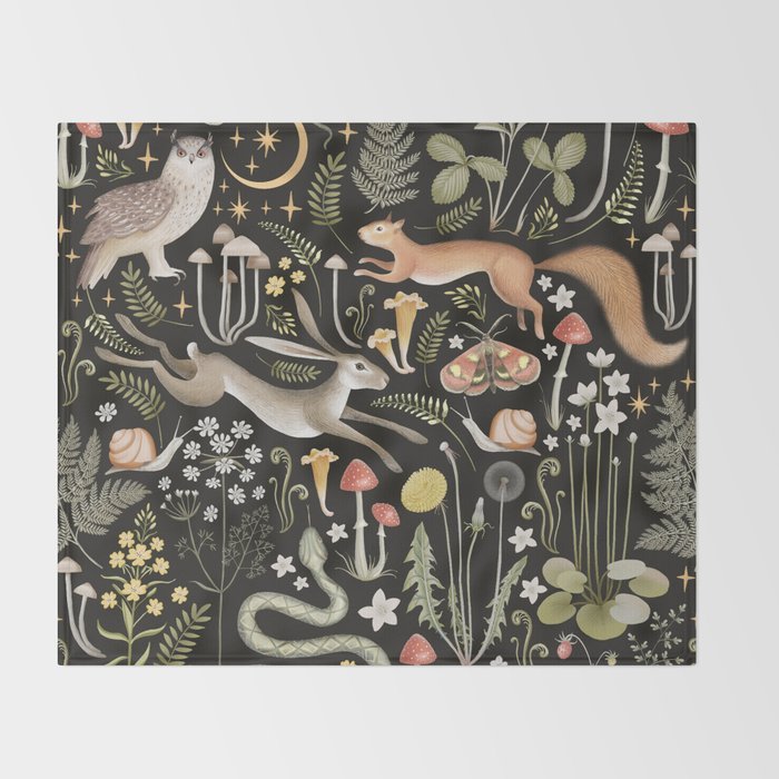 Enchanted Magical Midnight Forest II Throw Blanket Gallery Image 2