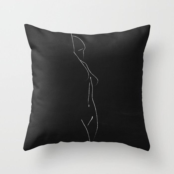 Minimal Line Drawing Figure Throw Pillow Gallery Image 6