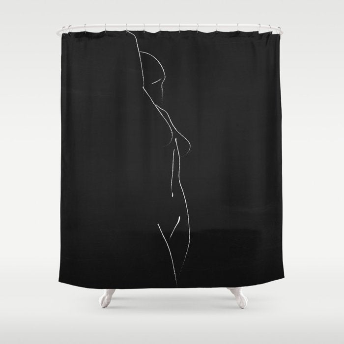 Minimal Line Drawing Figure Shower Curtain Gallery Image 1