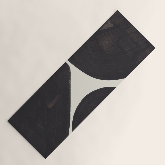 Black & White Minimalist Abstract Shapes Patterns Black Ink Painting Yoga Mat Gallery Image 1