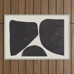 Black & White Minimalist Abstract Shapes Patterns Black Ink Painting Outdoor Rug Gallery Image 1