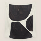 Black & White Minimalist Abstract Shapes Patterns Black Ink Painting Wall Tapestry Gallery Image 4