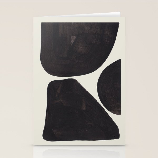 Black & White Minimalist Abstract Shapes Patterns Black Ink Painting Stationery Card Gallery Image 1