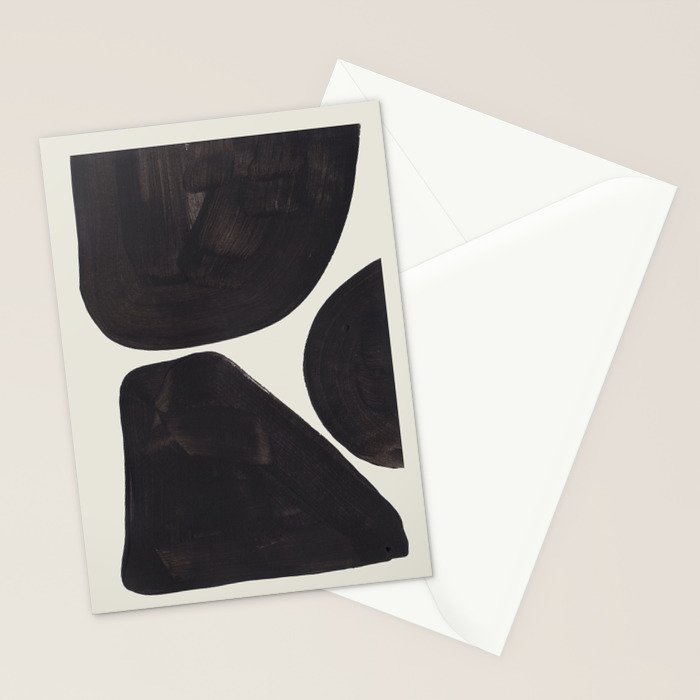 Black & White Minimalist Abstract Shapes Patterns Black Ink Painting Stationery Card Gallery Image 2