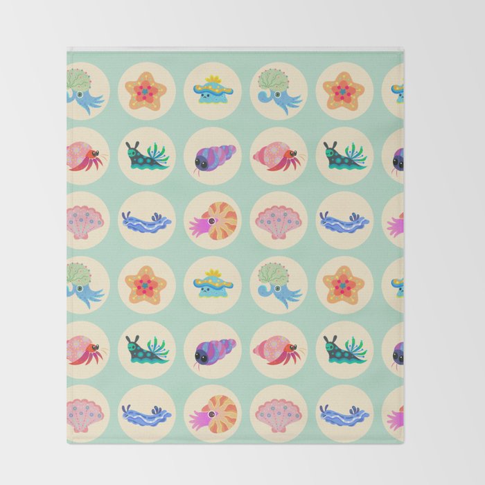 Hermit crab & starfish Throw Blanket Gallery Image 2
