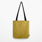 Minimal Line Curvature LXXVIII Golden Chartreuse Mid Century Modern Arch Abstract Tote Bag Gallery Image 2