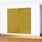 Minimal Line Curvature LXXVIII Golden Chartreuse Mid Century Modern Arch Abstract Wall Mural Gallery Image 2