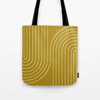 Minimal Line Curvature LXXVIII Golden Chartreuse Mid Century Modern Arch Abstract Tote Bag Gallery Image 1