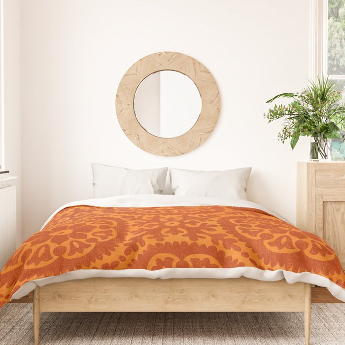 Folk Art Mandala - orange and red Duvet Cover Gallery Image 3