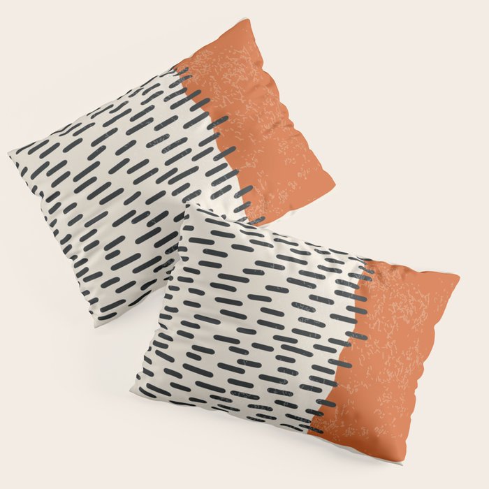 Mid Century Modern Minimalist Rothko Inspired Color Field Red Rain With Lines Geometric Style Pillow Sham Gallery Image 3