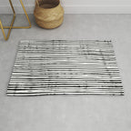 Rustic, Abstract Stripes Pattern, Black and White Rug Gallery Image 1