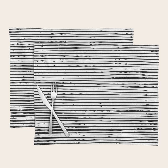 Rustic, Abstract Stripes Pattern, Black and White Placemat Gallery Image 1