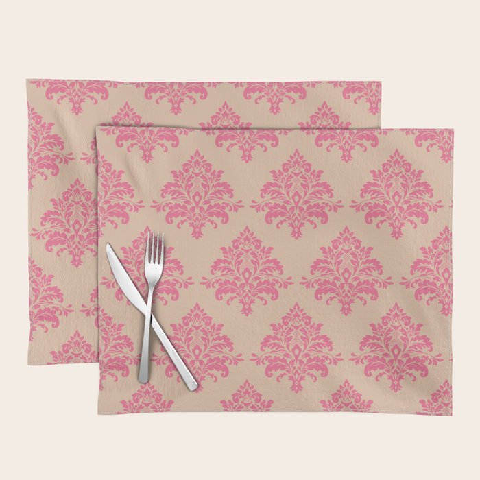 Vintage Pink Damask Pattern Placemat Gallery Image 1