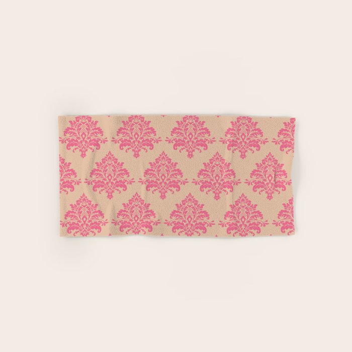 Vintage Pink Damask Pattern Bath Towel Gallery Image 1