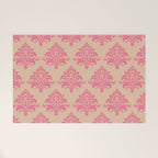 Vintage Pink Damask Pattern Welcome Mat Gallery Image 1