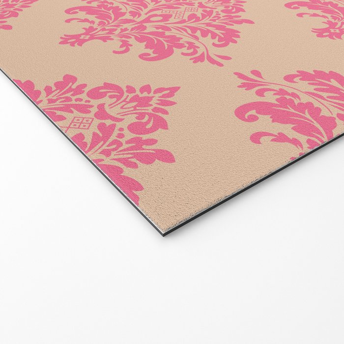 Vintage Pink Damask Pattern Welcome Mat Gallery Image 2