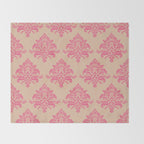 Vintage Pink Damask Pattern Throw Blanket Gallery Image 2
