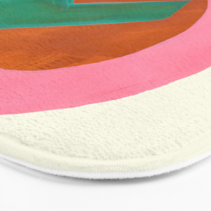 Ochre Pink Marine Green Fun Colorful Mid Century Modern Abstract Painting Shapes Pattern Bath Mat Gallery Image 3