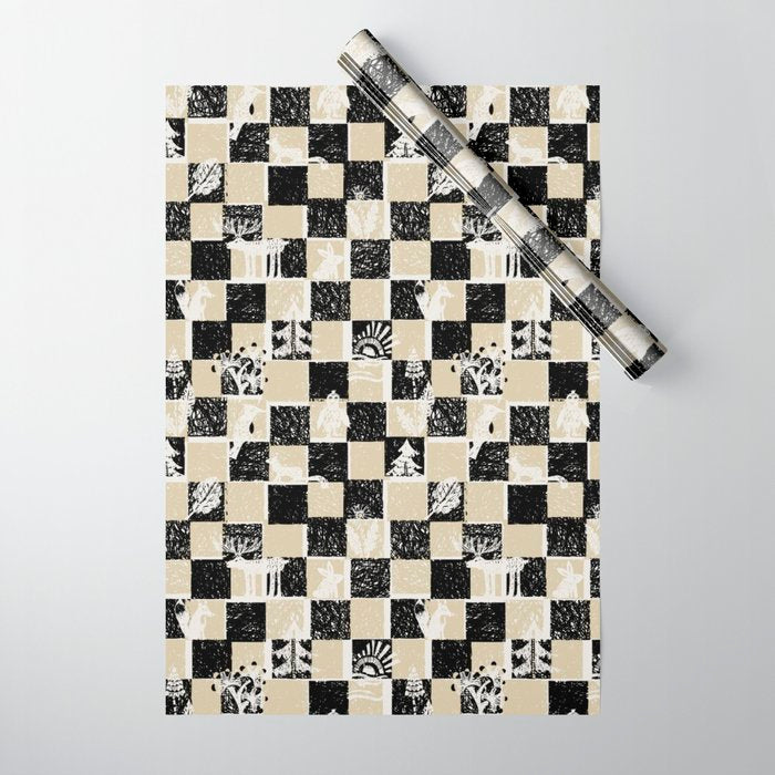 Black Forest check black and white Wrapping Paper Gallery Image 1